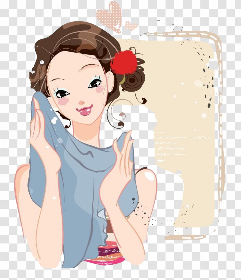 Towel Face Cartoon Illustration - Silhouette - Painted Eyeliner Makeup Transparent PNG