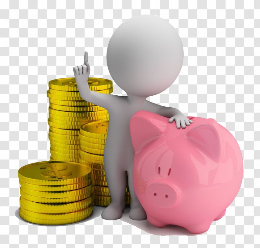 Money 3D Computer Graphics Stock Photography Piggy Bank Royalty-free - Gold And Pink Pig Transparent PNG