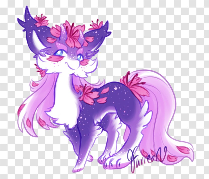 Horse Pony Legendary Creature Unicorn Violet - Cartoon - Scattered Petals Transparent PNG