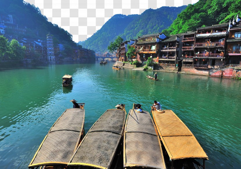 Phoenix Ancient City Zhangjiajie Fenghuang County Tourism - Shore Boat Transparent PNG