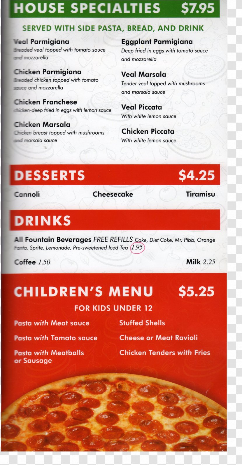 Food Lunch Menu Kings New York Pizza - Cafeteria Transparent PNG