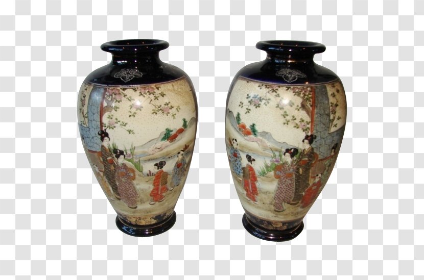 Satsuma Ware Pottery Vase Porcelain Ceramic - Meiji Period Transparent PNG
