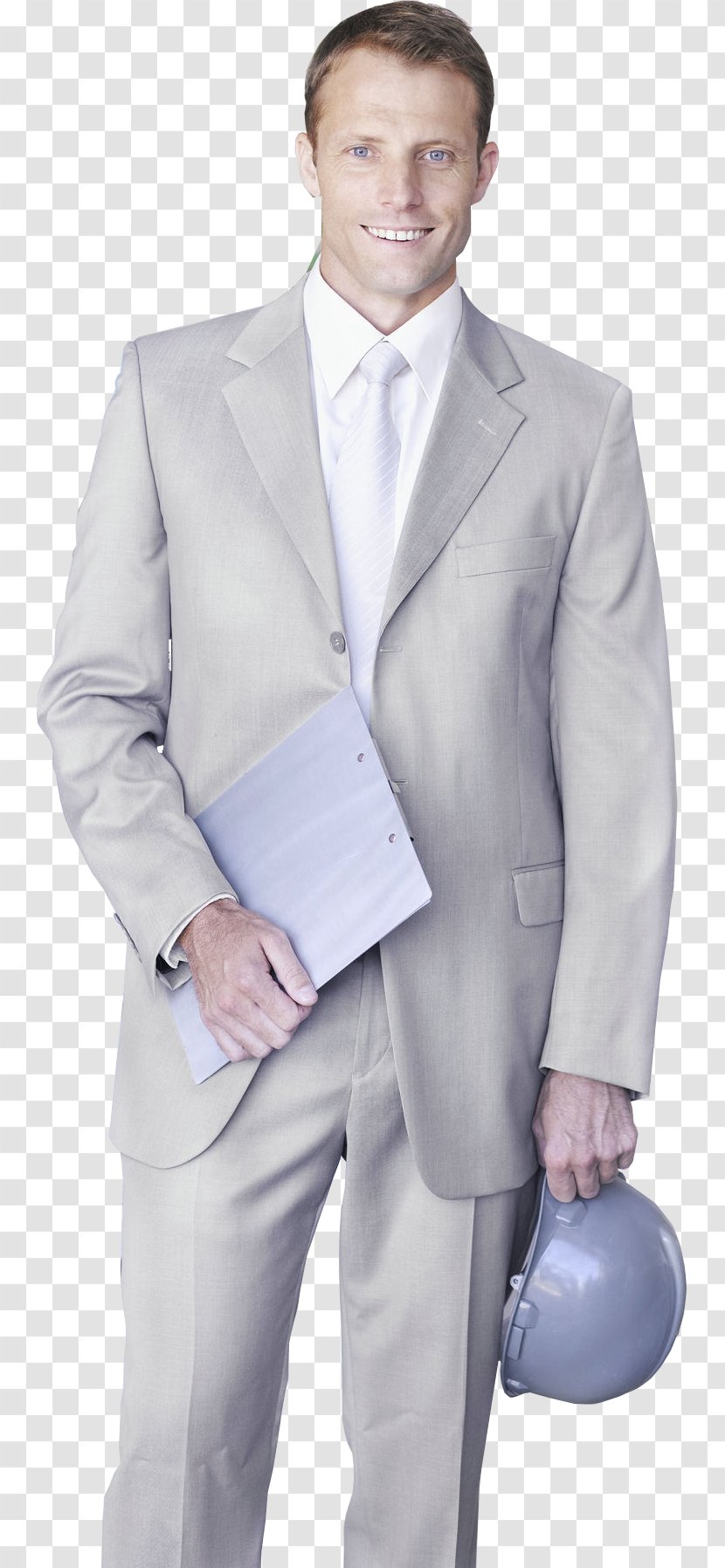 Formal Wear Suit Computer File - Professional - Hand Holding Helmets Folder For Business Men Transparent PNG