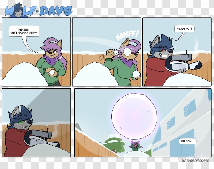 Snowball Fight Cartoon Comics Wolfdays - Comic Strip - Furry Fandom Transparent PNG