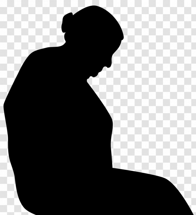 Silhouette Sitting Black-and-white Neck - Blackandwhite Transparent PNG