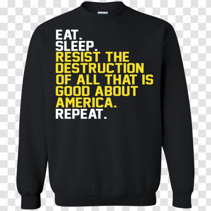 T-shirt Hoodie Crew Neck Sweater Top - Longsleeved Tshirt - Eat Sleep Transparent PNG