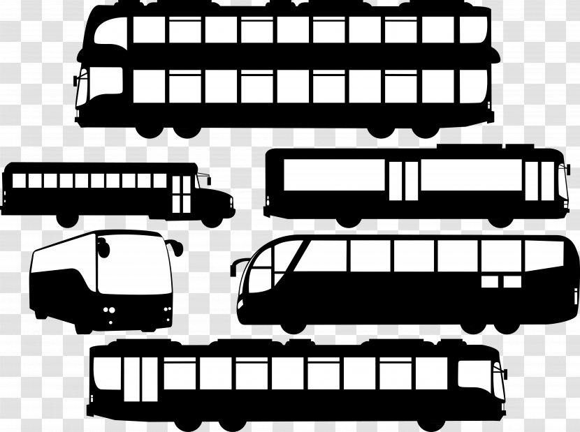 Tour Bus Service Silhouette Euclidean Vector - Travel - Traffic Black Trip Transparent PNG