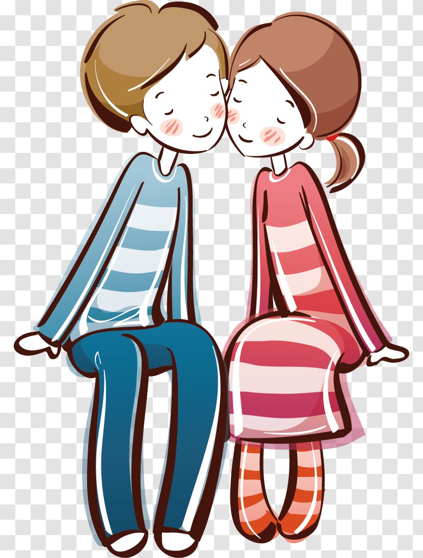 Cartoon Drawing Couple Love Wallpaper - Flower Transparent PNG