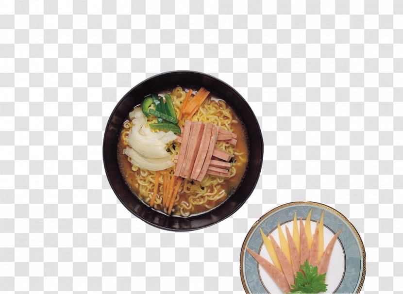 Instant Noodle Ham Junk Food Shrimp Roe Noodles Breakfast - Dishware - FIG. Transparent PNG