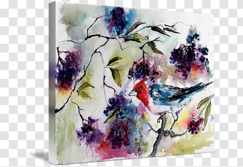 Floral Design Watercolor Painting Acrylic Paint Modern Art Still Life - Purple Transparent PNG