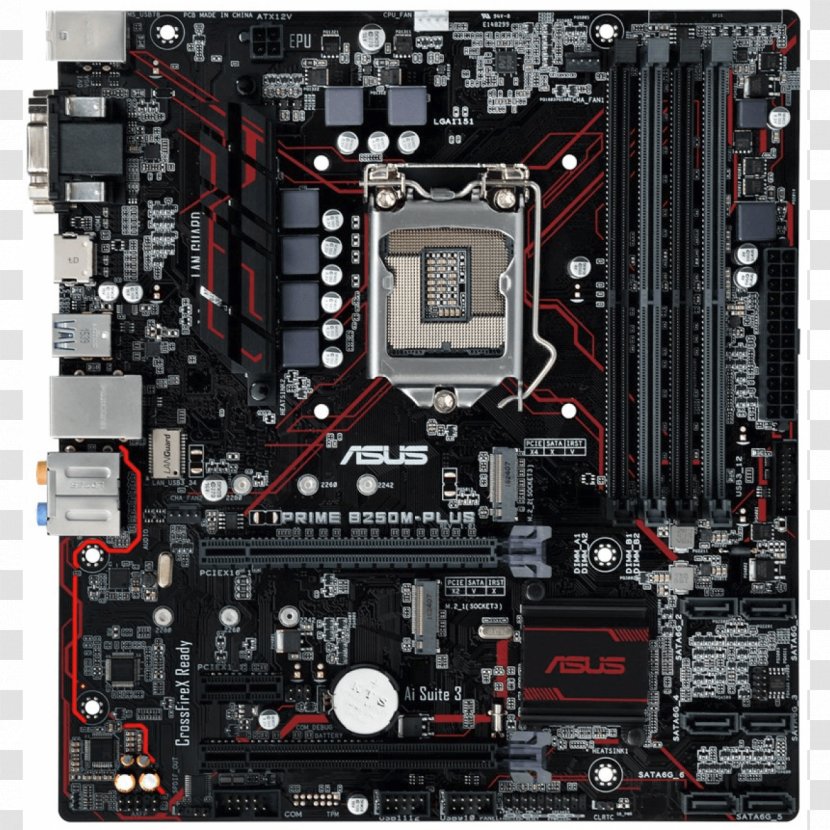 Intel Asus PRIME B250M-PLUS Motherboard LGA 1151 MicroATX - Electronic Device Transparent PNG
