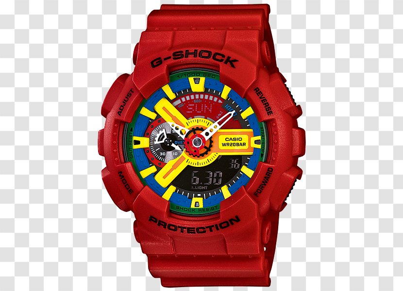 G-Shock Shock-resistant Watch Red Analog Transparent PNG
