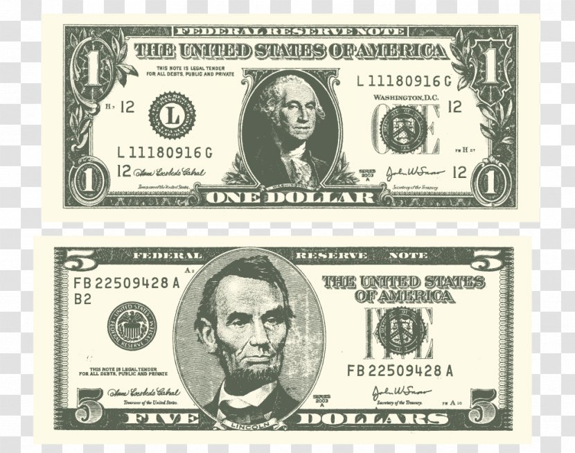 United States One-dollar Bill Dollar Twenty-dollar Banknote One Hundred-dollar - Vector Finance Transparent PNG