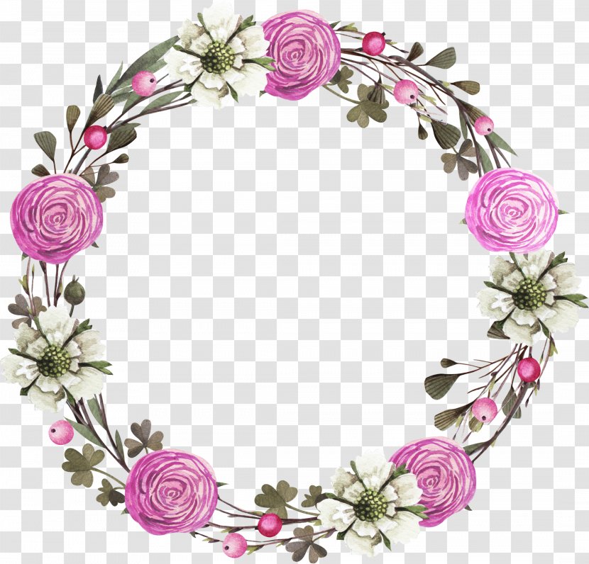 Floral Design Wreath Rose Clip Art - Flower - Hand Painted Purple Roses Transparent PNG