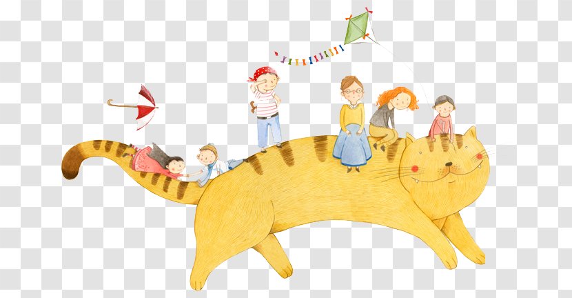 FamilyMart Illustration - Dinosaur - Hand Drawn Cat Family Riding Transparent PNG