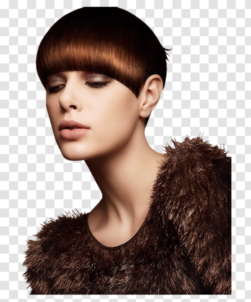 Bangs Hairstyle Brown Hair Long - Fashion Model Transparent PNG