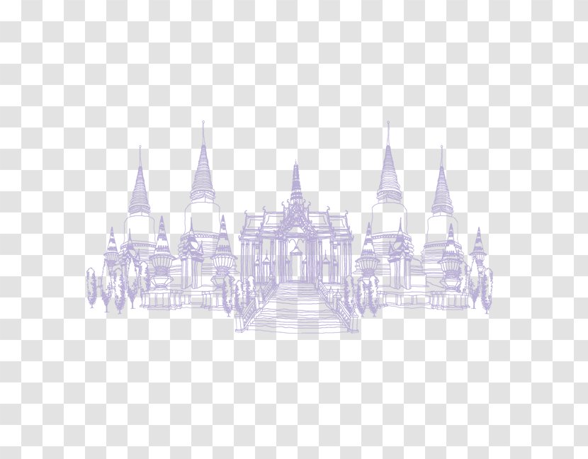 White Black Pattern - Line Drawing City Transparent PNG