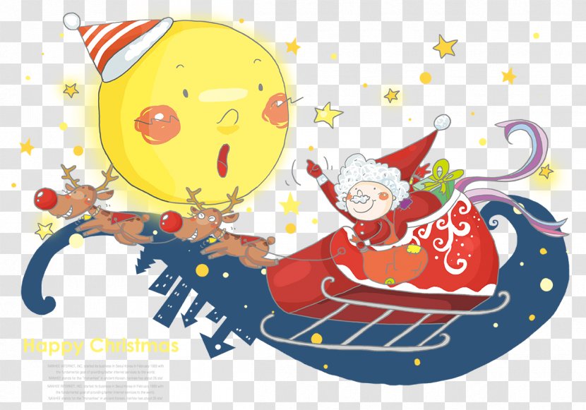 Santa Claus Christmas Reindeer Cartoon Illustration - Childlike Transparent PNG