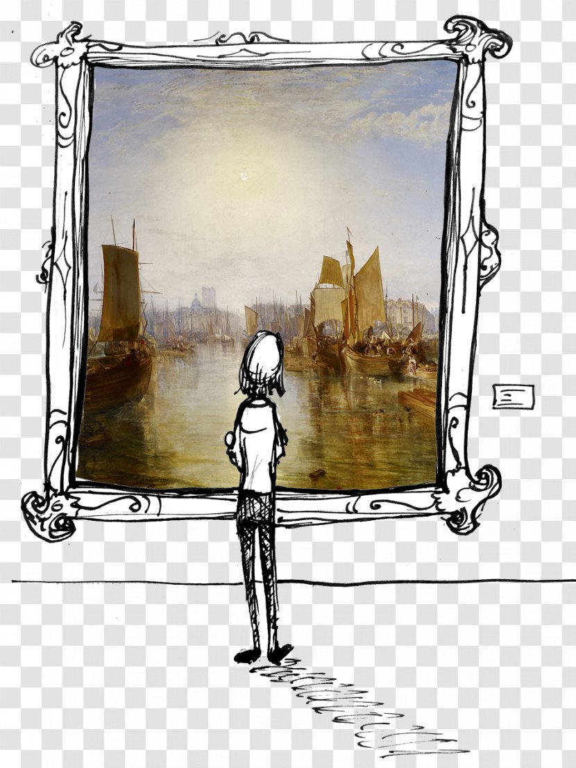The Harbor Of Dieppe Sketch Illustration Art Human Behavior - Picture Frames - Light Brown Color Transparent PNG