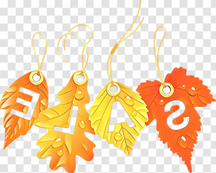 Orange - Earrings - Feather Jewellery Transparent PNG
