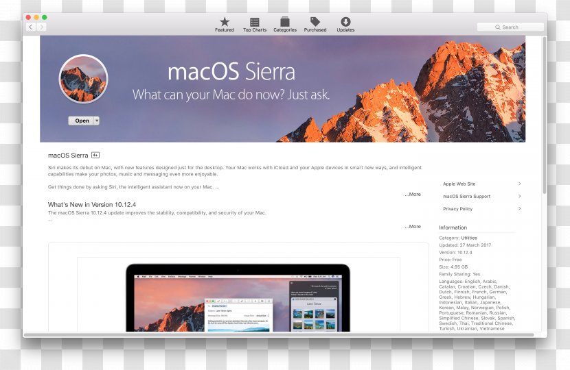 MacBook Mac Book Pro MacOS Sierra - Apple - Macbook Transparent PNG