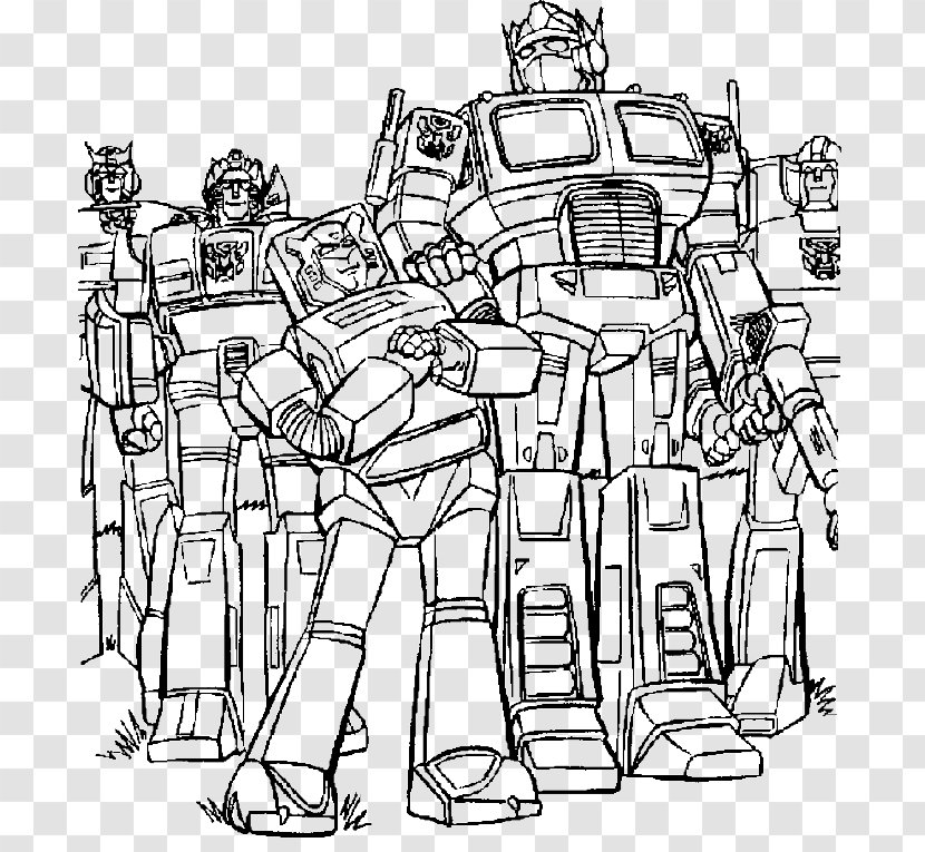 Optimus Prime Bumblebee Megatron Transformers Universe - Black And White - Drawing Transparent PNG