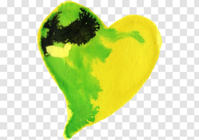 Watercolor Painting Yellow Green - Silhouette - Heart Transparent PNG