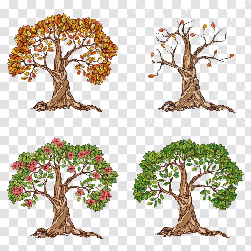 Tree Season Autumn Illustration - Art - A Of Spring, Summer, And Winter Transparent PNG