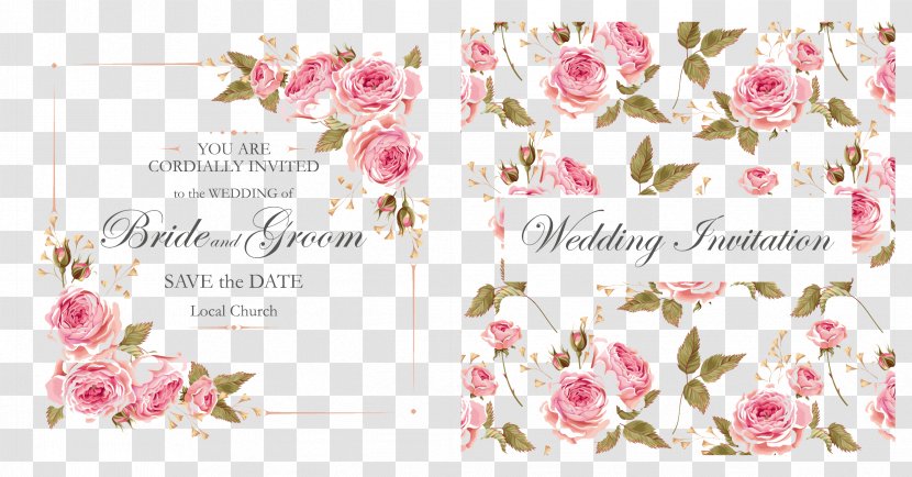 Wedding Invitation Flower - Pink - Rose Invitations Transparent PNG