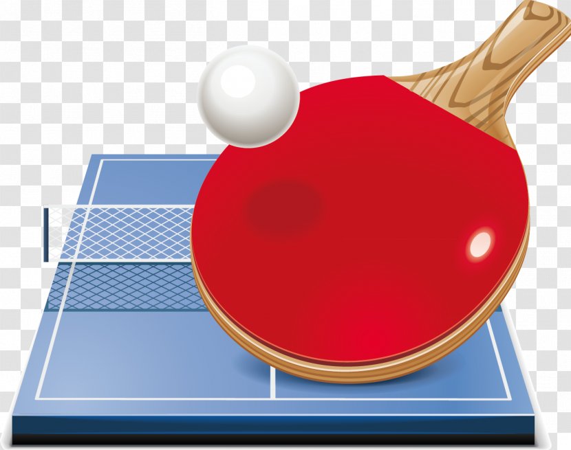 Table Tennis Racket Ball - Sport - Red Elements Transparent PNG