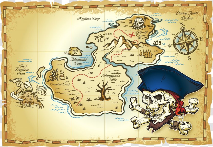 Treasure Map Buried Piracy - World Transparent PNG
