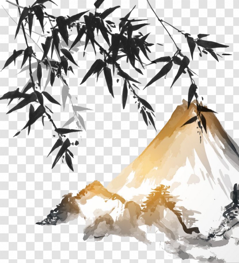 Ink Wash Painting Bamboo Japanese - Japan Mountain Transparent PNG