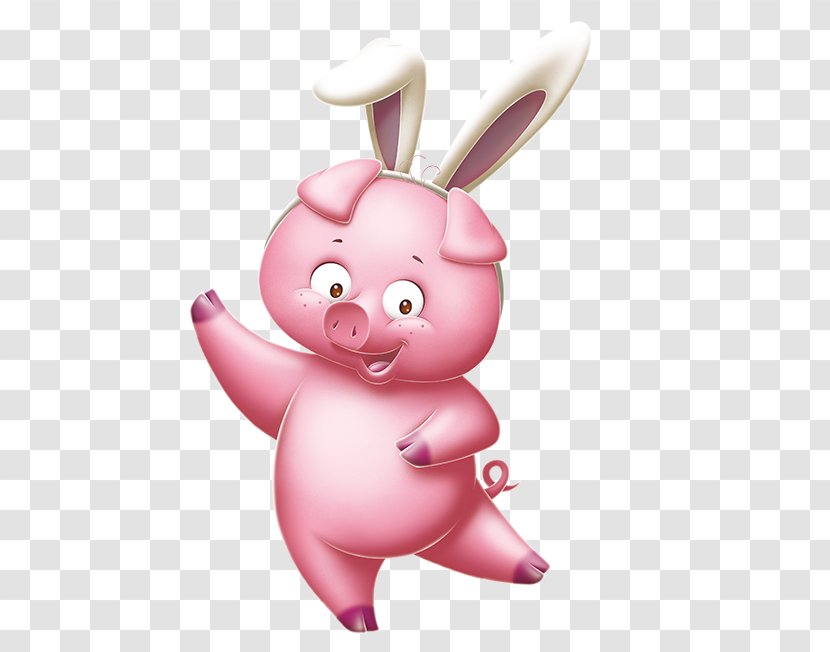 Easter Bunny Egg Decorating Rabbit - Pig - Pink Ears Transparent PNG