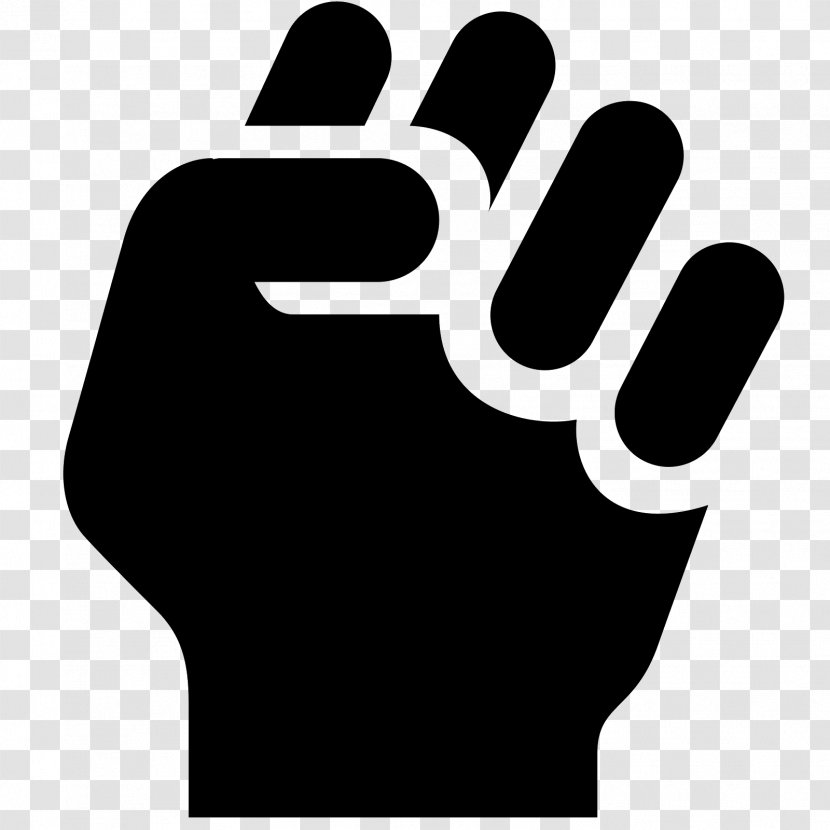 Raised Fist Symbol Clip Art - Black And White - Red Transparent PNG