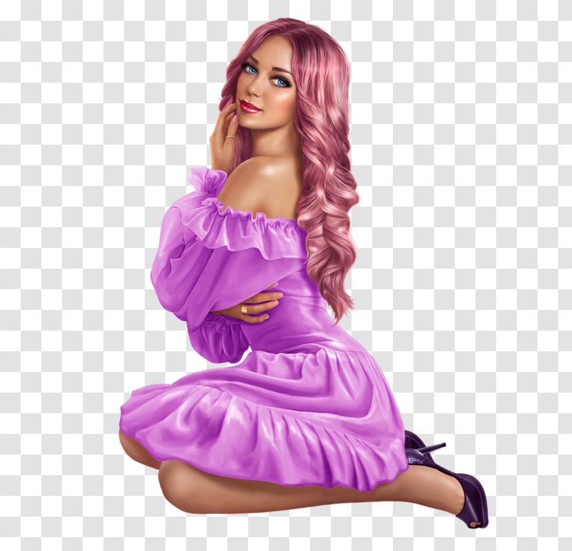 Woman Hair - Violet - Doll Sitting Transparent PNG