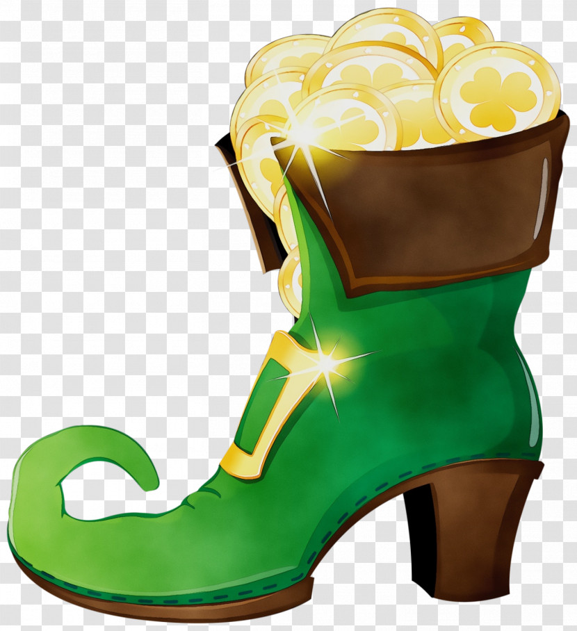 Footwear Green High Heels Yellow Boot Transparent PNG