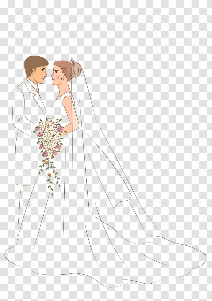 Wedding Dress Cartoon Drawing Illustration - Frame Transparent PNG
