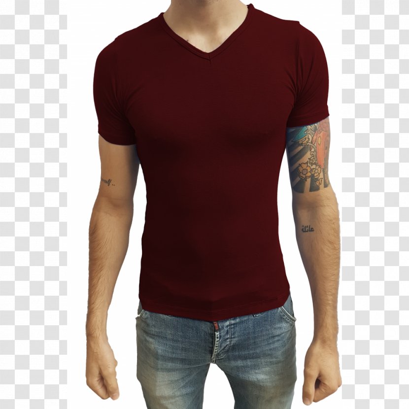 T-shirt Collar Sleeve Blouse - Maroon Transparent PNG