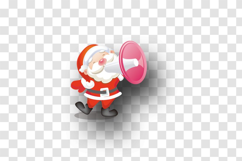 Santa Claus Christmas Loudspeaker - Fictional Character - Holding A Horn Transparent PNG