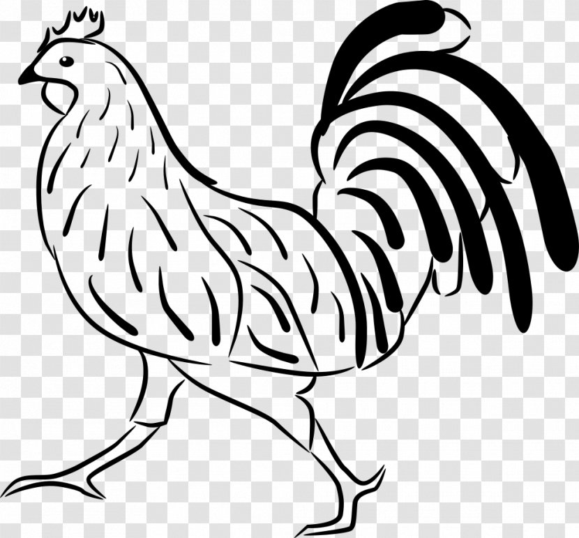 Chicken Rooster Drawing Clip Art - Monochrome Transparent PNG
