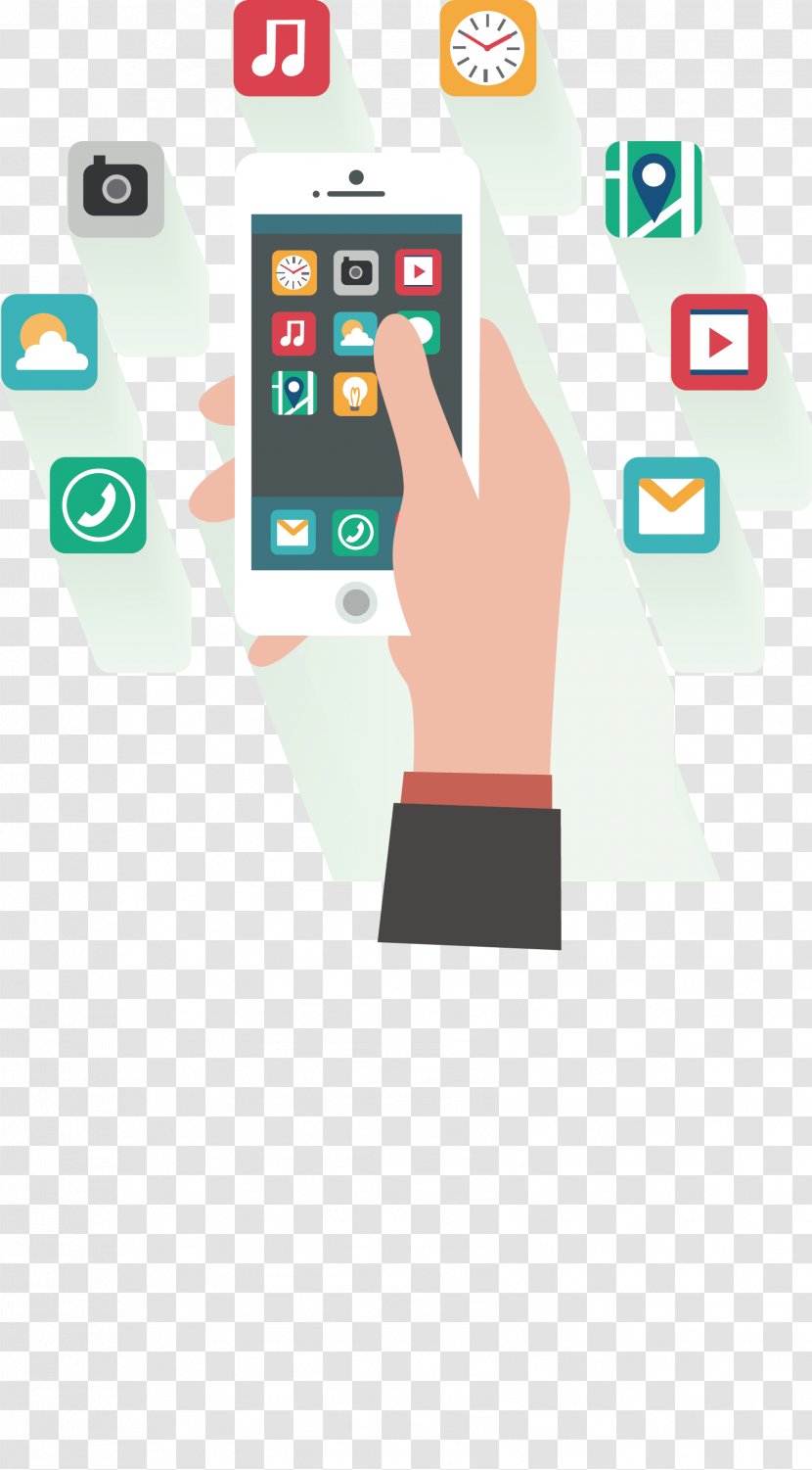 Mobile App Development Smartphone Flat Design - Hand Press Phone Transparent PNG
