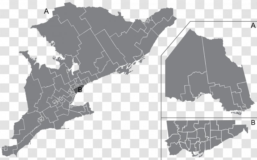 Legislative Assembly Of Ontario Election, 2018 General 2014 Voting - Black And White - Map Transparent PNG