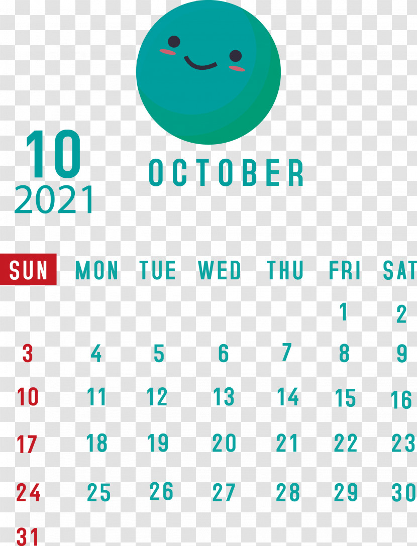 October 2021 Printable Calendar October 2021 Calendar Transparent PNG