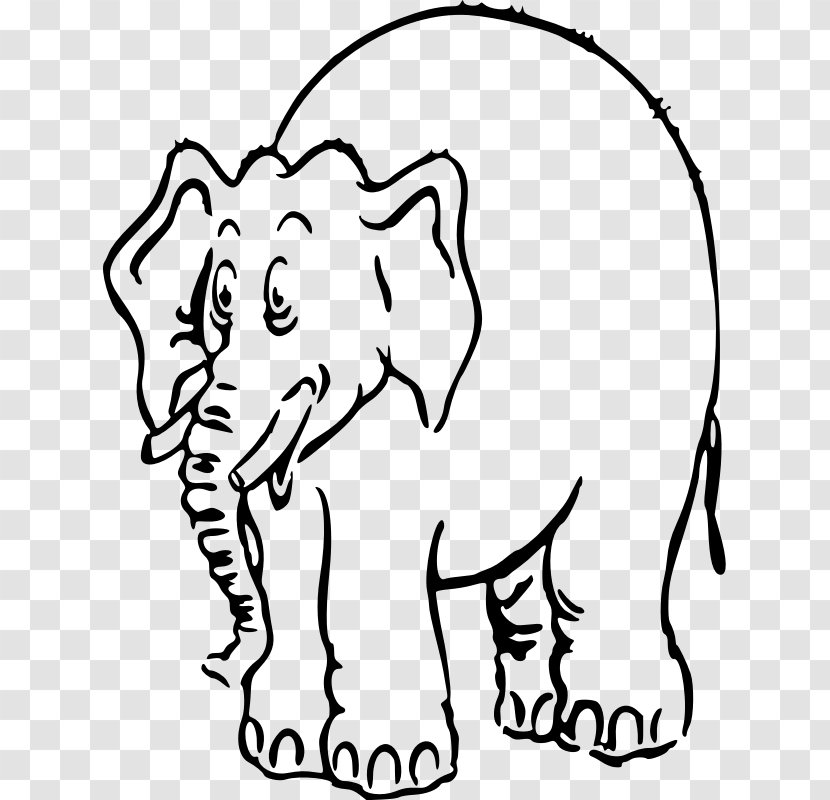 Indian Elephant African Bush Elmer The Patchwork Clip Art - Black And White Transparent PNG