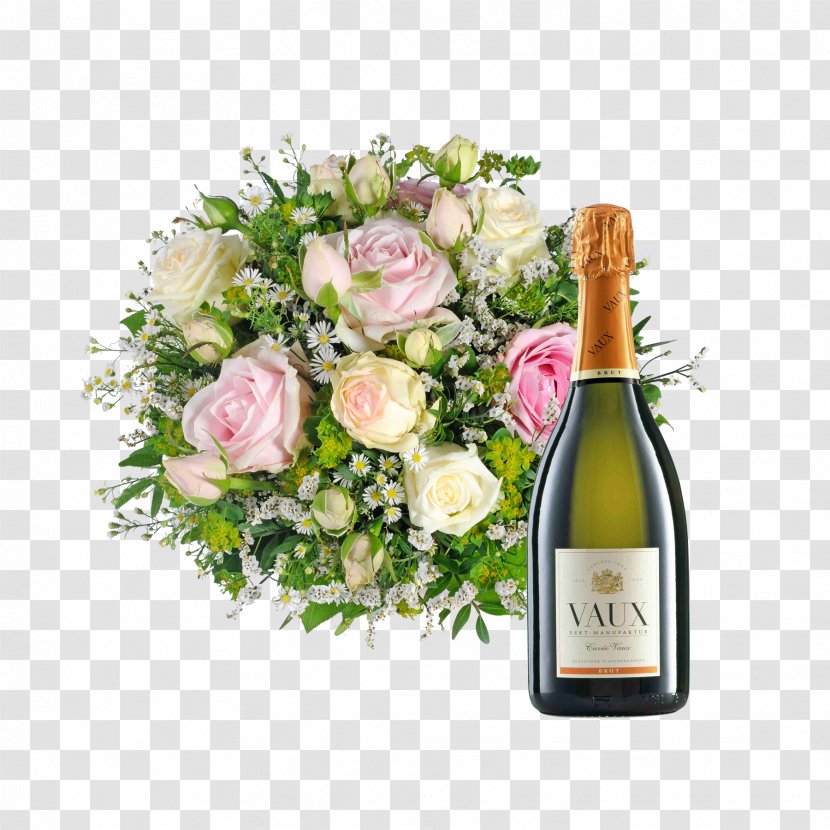 Champagne Glass Bottle Wine Liqueur Floral Design - Rose Order Transparent PNG
