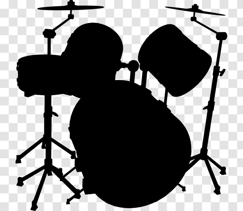 Drums Silhouette Musical Instruments Percussion - Cartoon - Drumsetblackandwhite Transparent PNG