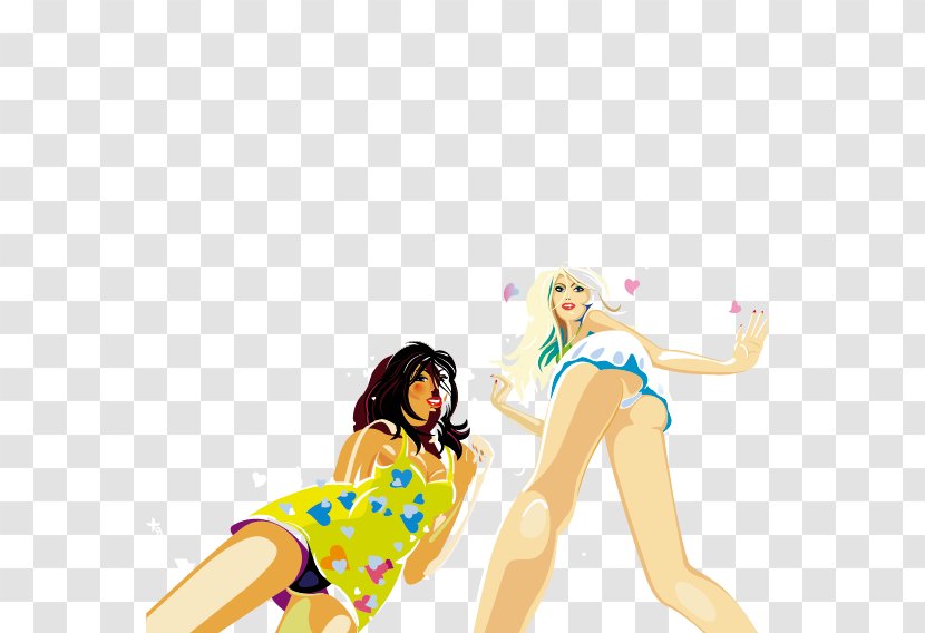 Dance Drawing Illustration - Frame - Two Beautiful Women Dancing Transparent PNG