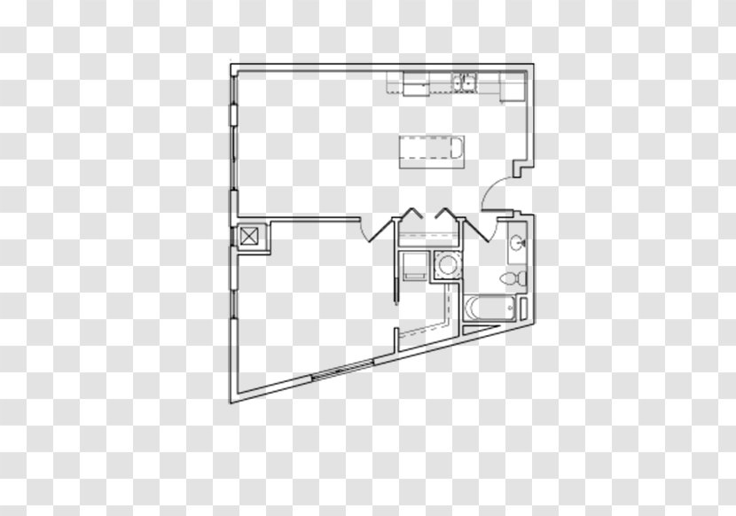 Floor Plan Brand Line Angle - Schematic - Clean Single Bedroom Transparent PNG