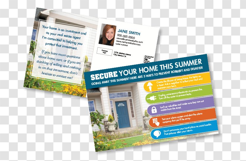 Estate Agent Real Post Cards Advertising Postcard - Brochure - Marketing Transparent PNG