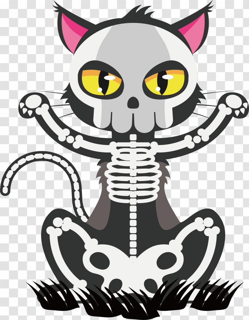 Cat Skeleton Skull Euclidean Vector - Black Transparent PNG